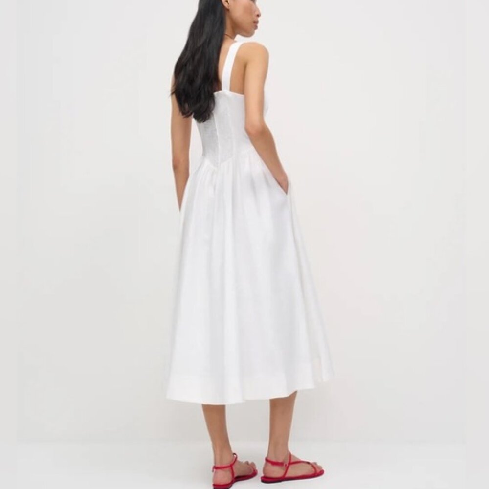 NEW Reformation Balia Linen Sleeveless Midi Dress in White | US 6 UK 10 - Picture 3 of 16